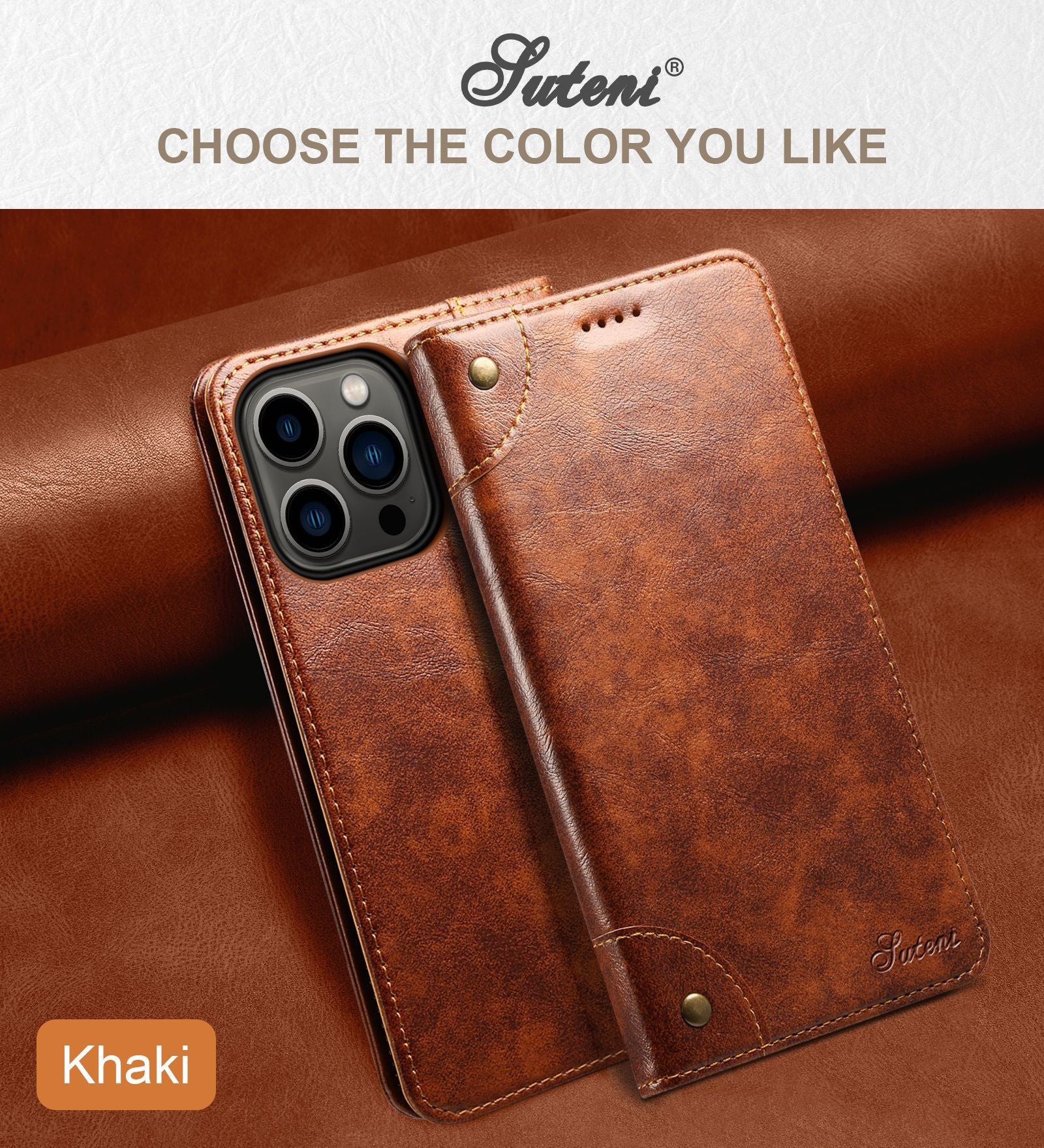 Retro Leather Wallet iPhone Case – Magnetic Closure, Card Slots, Shockproof Protection Durable PU Leather Cover for iPhone