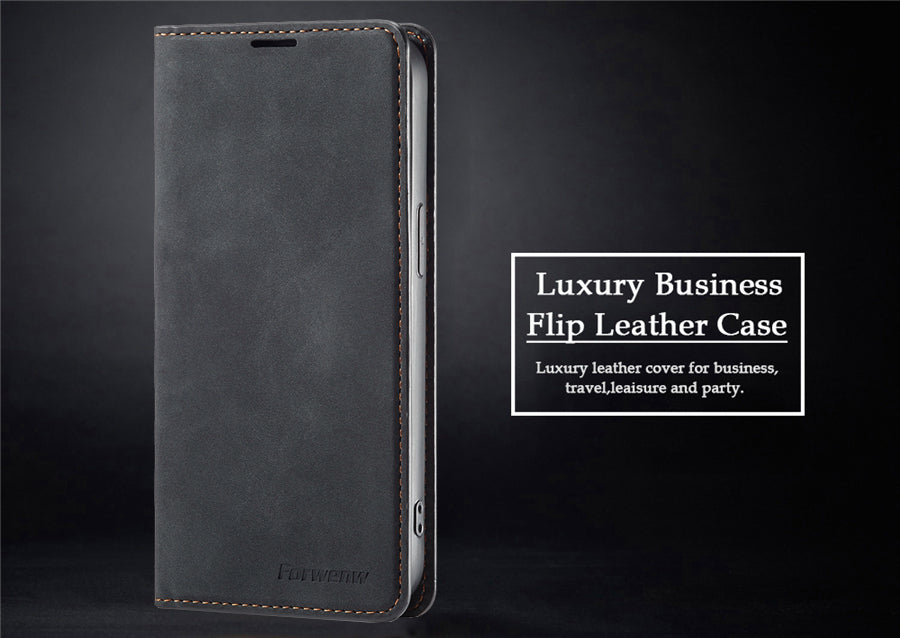 Thin Suede Leather Wallet iPhone Case – Flip Cover with Strong Magnet, Card Holder, and Premium Protection for iPhone Models