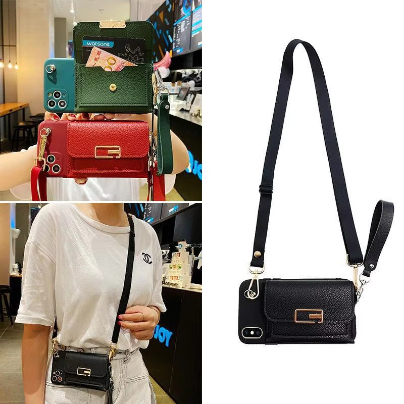 Luxury Apple iPhone Case, MagSafe Compatible, Camera Lens & Screen Protection, Ultra Thin, Shockproof, Magnetic Full All Around Cover – Rhombic Pattern PU Leather Card Holder Case with Lanyard Strap