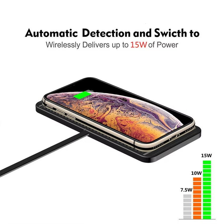 Premium, Wireless Car Charger, with Silicone, Anti-Slip Pad, Fast Charging, Cradle Dock, for iPhone, Smartphones, Car Dashboard