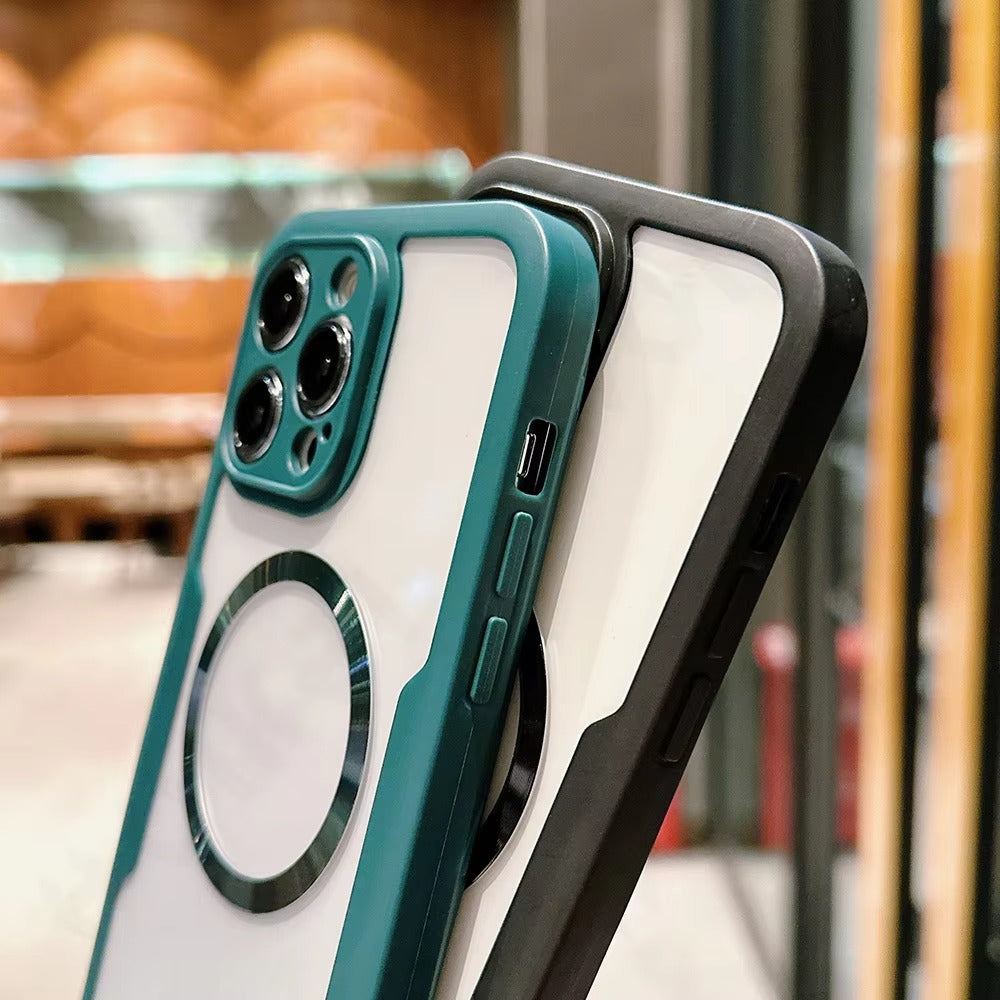 Luxury Apple iPhone Case MagSafe Compatible Ultra Thin Magnetic All Around Protection Cover with Double Touch Clear Design