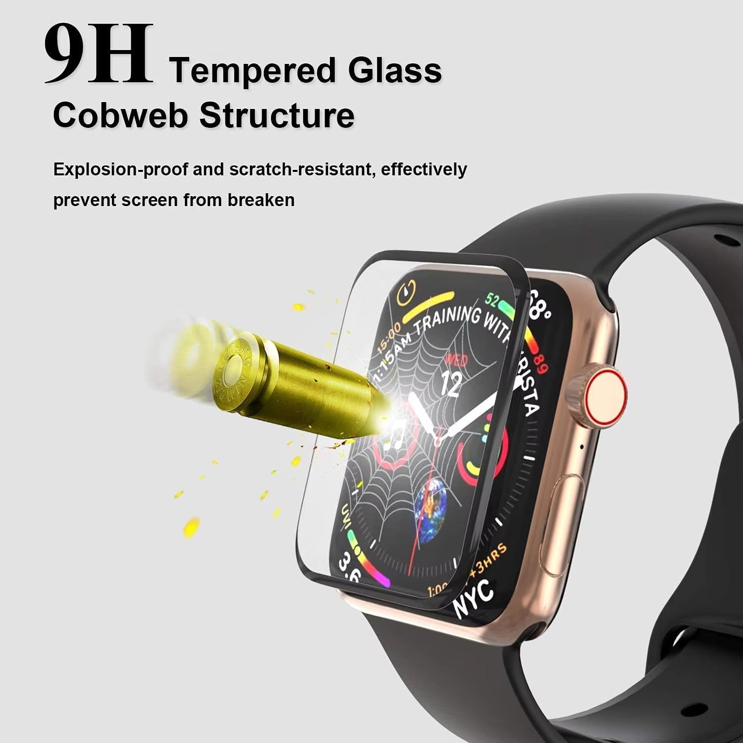 Premium 3D Full Cover Tempered Glass Screen Protector for Apple Watch – Anti-Fingerprint, Shockproof Case Bundle 38mm–49mm