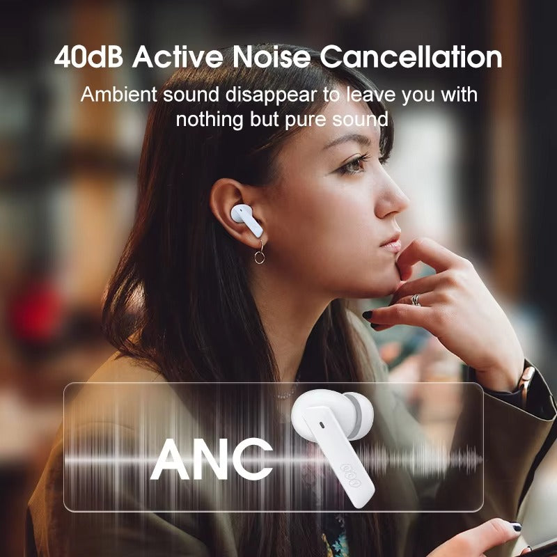 Premium, ANC Wireless Headphones – Bluetooth 5.2 Earphones with 6-Mic ENC, HD Call, Transparency Mode for Apple iPhone