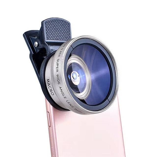 Premium 2-in-1 Mobile Phone Lens Kit – 0.45X Super Wide-Angle +On Lens with 37mm Universal Mount for Apple iPhone Photography
