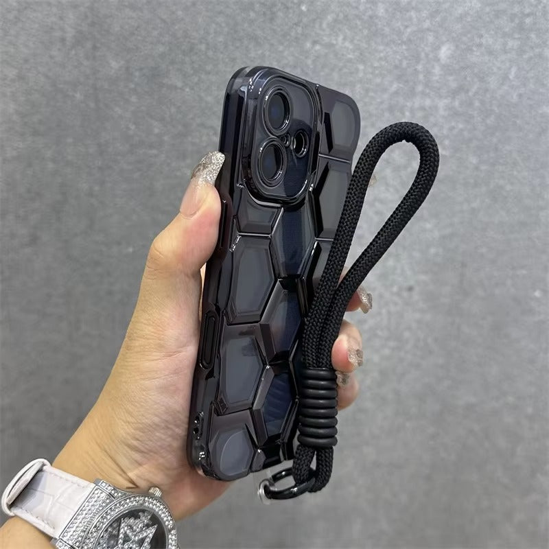 Luxury Apple iPhone Case, MagSafe Compatible, Camera Lens & Screen Protection, Ultra Thin, Shockproof, Magnetic Full All Around Cover – Clear Electroplated TPU Case with Football Design & Wrist Hand Chain