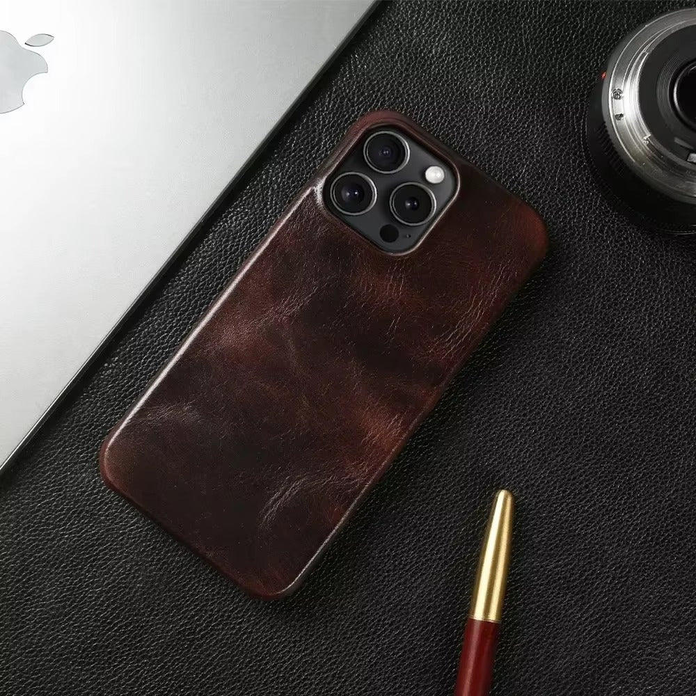 Luxury Genuine Leather Apple iPhone Case, MagSafe Compatible, Ultra Thin Magnetic and Durable Back Shell Design
