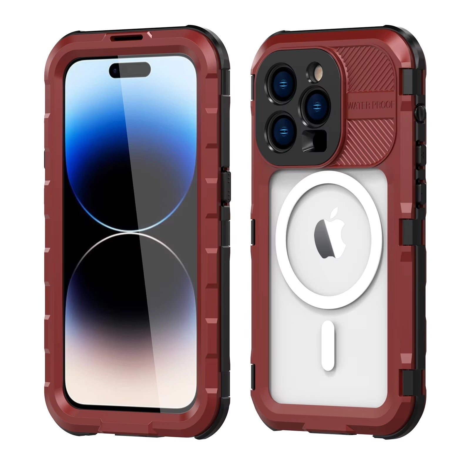 Robust Apple iPhone Case MagSafe Compatible, Camera Lens & Screen Protection, Ultra Thin Shockproof Magnetic Full All Around Protection Cover with IP68 Metal Military Design