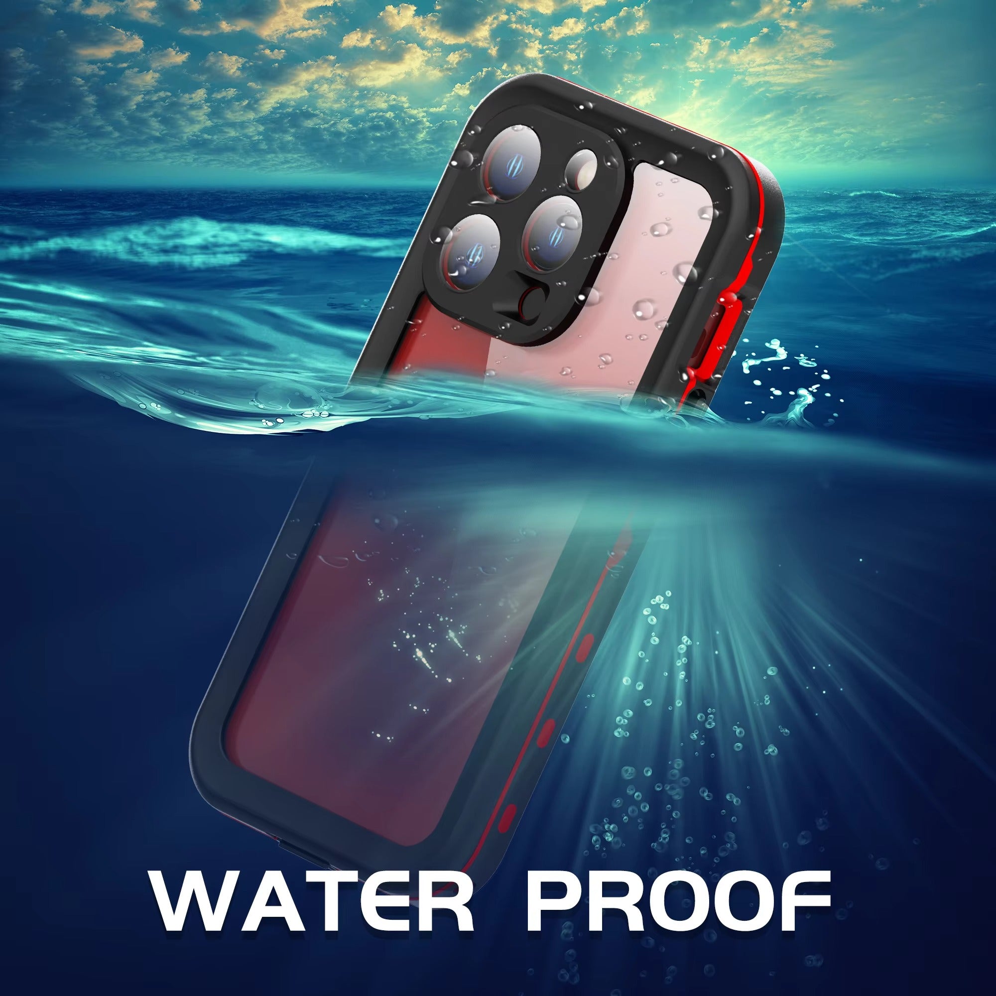 High Quality Apple iPhone Case MagSafe Compatible, Camera Lens & Screen Protection, Ultra Thin Shockproof Magnetic Full All Around Protection Cover with IP68 Transparent Rope Design