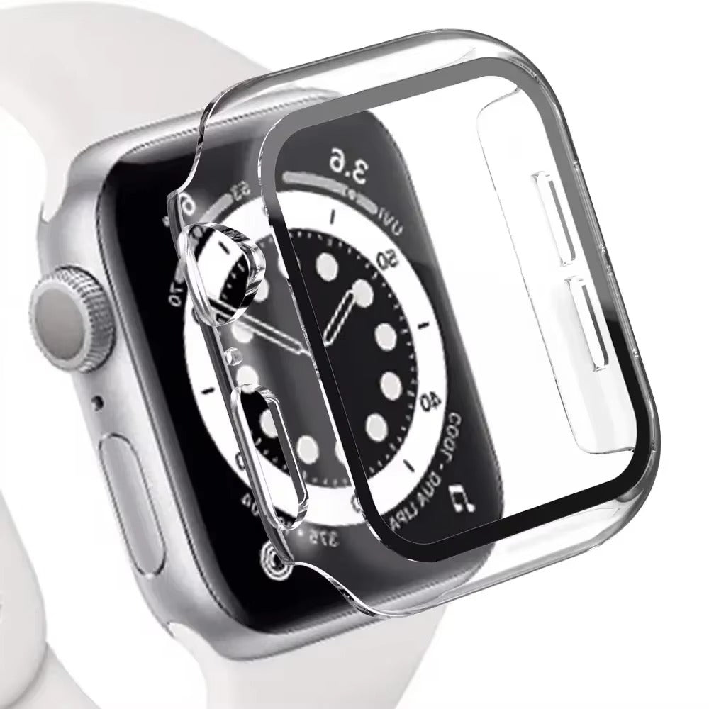 Tempered Glass Screen Protector Case – Full Cover Shockproof Bumper with Ultra-Clear Touch Glass, Compatible with 38mm to 45mm Smartwatches