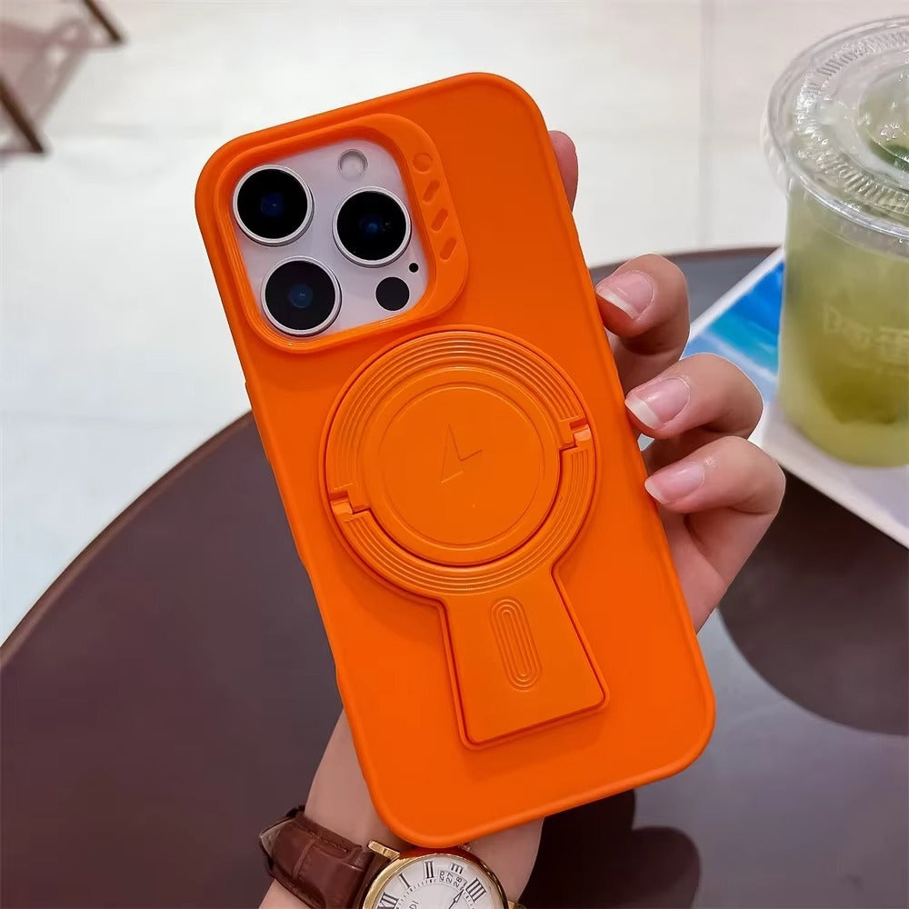 Luxury Apple iPhone Case, MagSafe Compatible, Camera Lens & Screen Protection, Ultra Thin, Shockproof, Magnetic Full All Around Cover – Invisible Folding Bracket Silicone Case with Soft Touch Finish