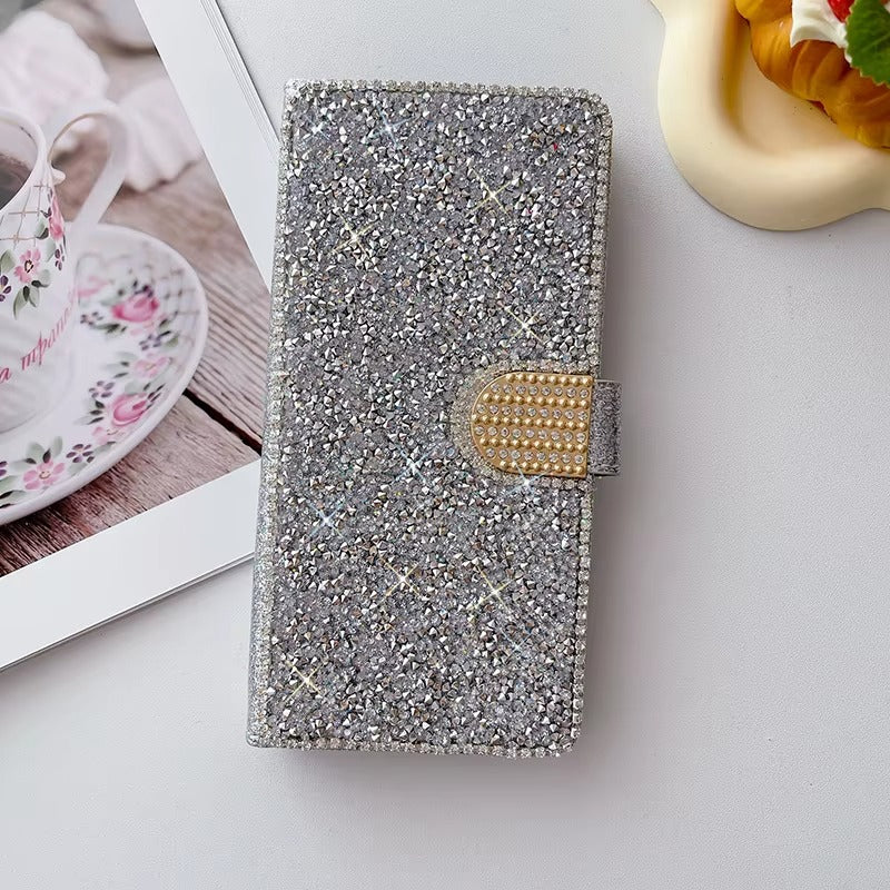 Luxury Apple iPhone Case, MagSafe Compatible, Camera Lens and Screen Protection, Ultra Thin, Shockproof, Magnetic, Full All Around Protection, Glitter Leather Wallet Cover
