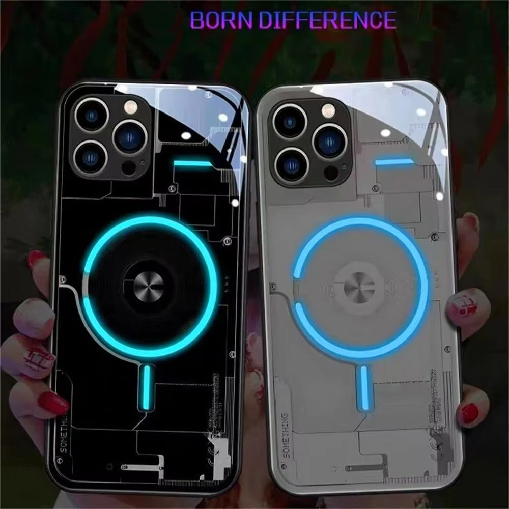 Premium Apple iPhone Case, MagSafe Compatible, Camera Lens and Screen Protection, Ultra Thin, Shockproof, Magnetic, Full All Around Protection, LED Call Flash Glass Cover