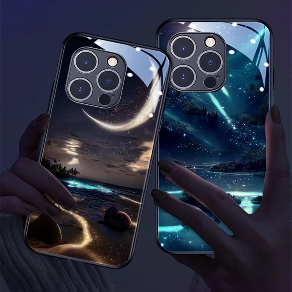 Premium Apple iPhone Case, MagSafe Compatible, Camera Lens and Screen Protection, Ultra Thin, Shockproof, Magnetic, Full All Around Protection, Galaxy LED Glass Cover