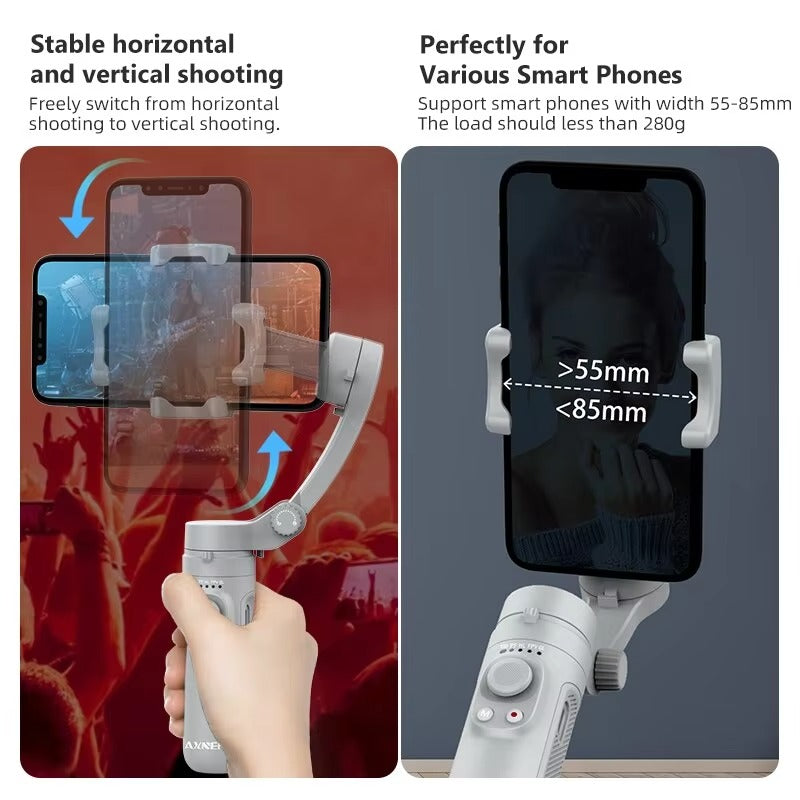 Advanced 3-Axis Smartphone Gimbal Stabilizer – Foldable Handheld Video Rig with Bluetooth, Anti-Shake, Vertical Shooting, for Vlog, YouTube, TikTok Recording