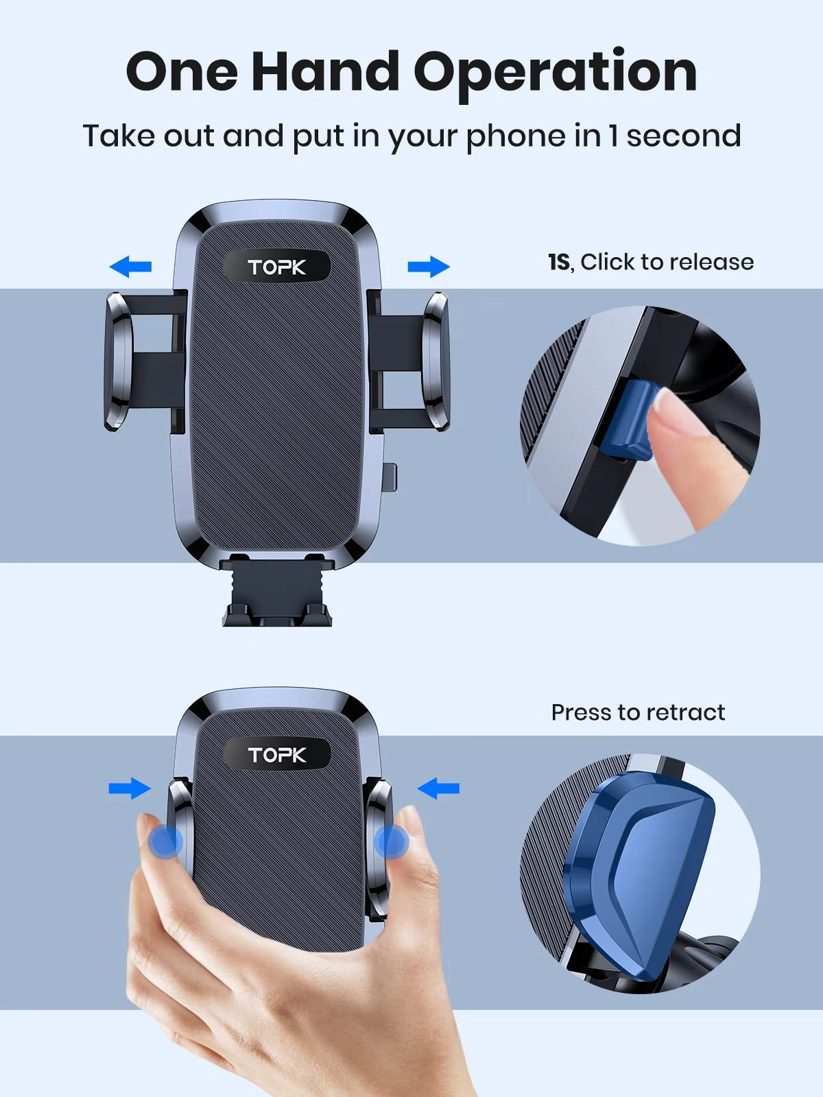 High Quality Universal Car Phone Holder – 360° Rotating Vent Mount with Hook Clip, Apple iPhone Devices