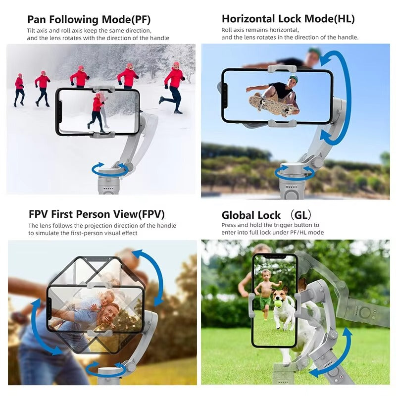 Advanced 3-Axis Smartphone Gimbal Stabilizer – Foldable Handheld Video Rig with Bluetooth, Anti-Shake, Vertical Shooting, for Vlog, YouTube, TikTok Recording