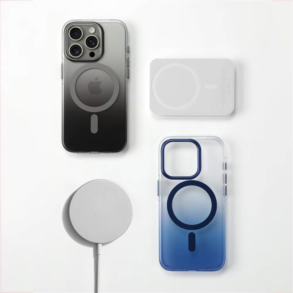 High Quality Apple iPhone Case MagSafe Compatible, Camera Lens & Screen Protection, Ultra Thin Shockproof Magnetic Full All Around Protection Cover with Gradient Bumper & Clear Shell