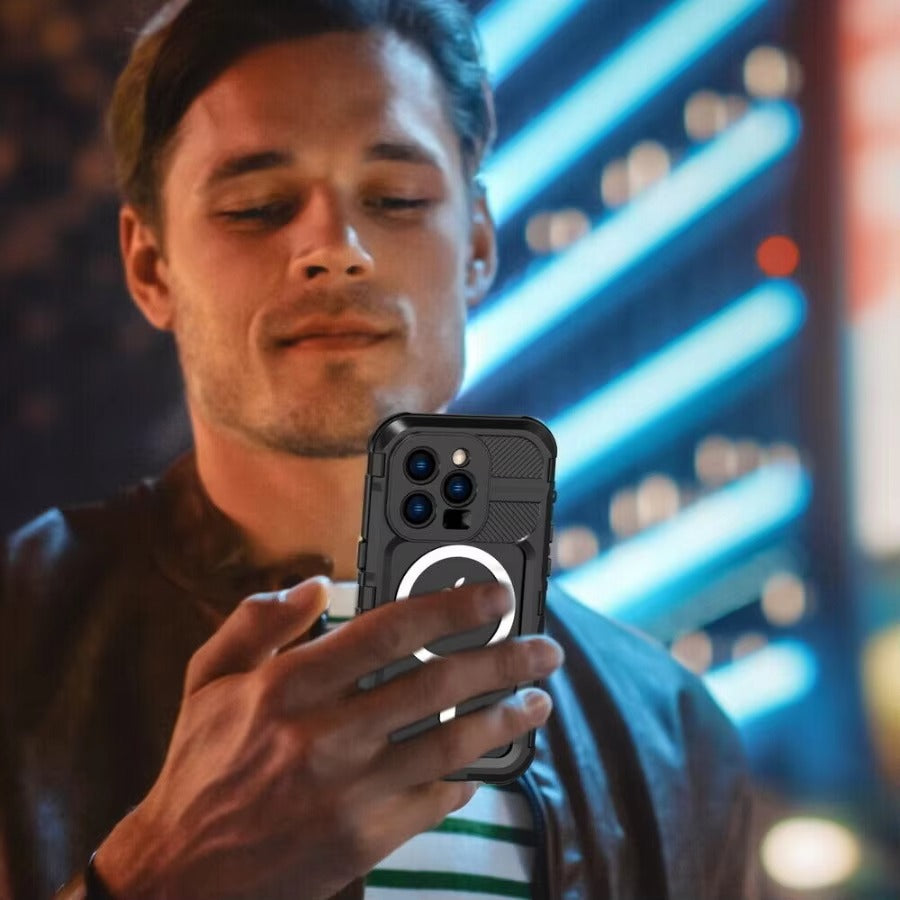 Robust Apple iPhone Case MagSafe Compatible, Camera Lens & Screen Protection, Ultra Thin Shockproof Magnetic Full All Around Protection Cover with IP68 Metal Military Design