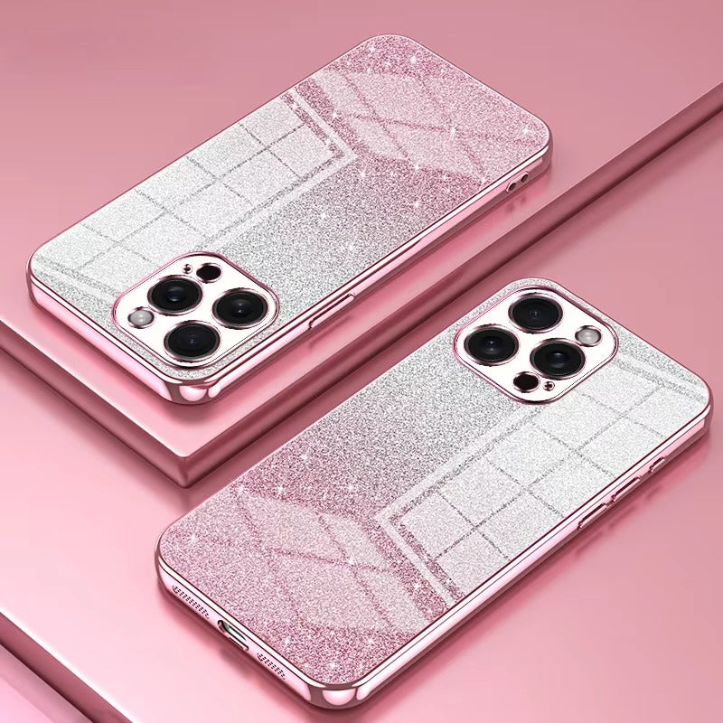 Luxury Apple iPhone Case, MagSafe Compatible, Camera Lens & Screen Protection, Ultra Thin, Shockproof, Magnetic Full All Around Cover – Electroplated Glitter Soft TPU Case with Shockproof Back Protection