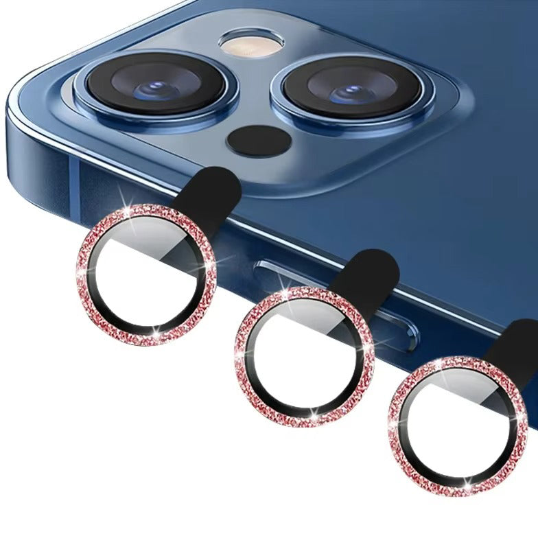 Luxury Metal Camera Lens Protector for iPhone – Diamond Edging, 9H Corning Glass, Anti-Scratch, Shockproof, Ultra HD Transparent Lens Cover Ring