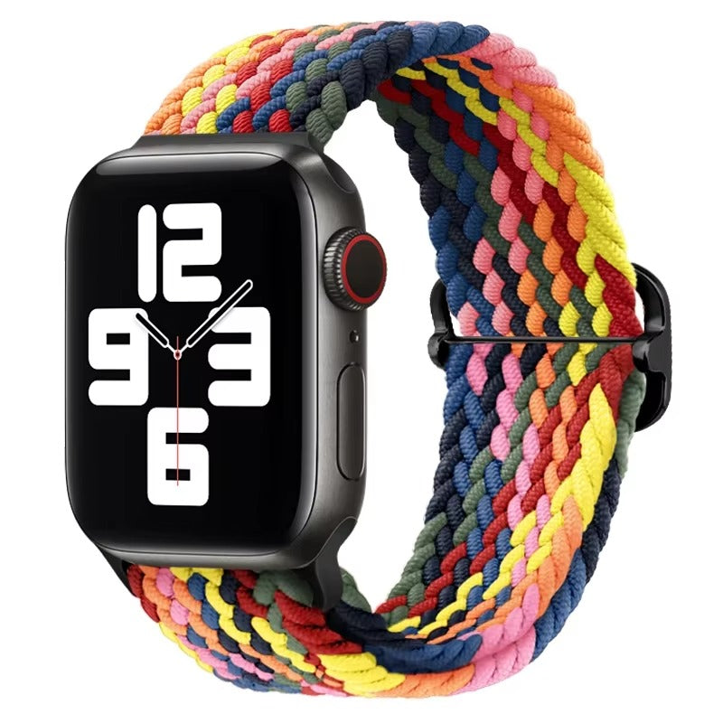 Premium Nylon Braided Solo Loop for Apple Watch – Adjustable Elastic Strap, Breathable Band for 40mm to 46mm Apple