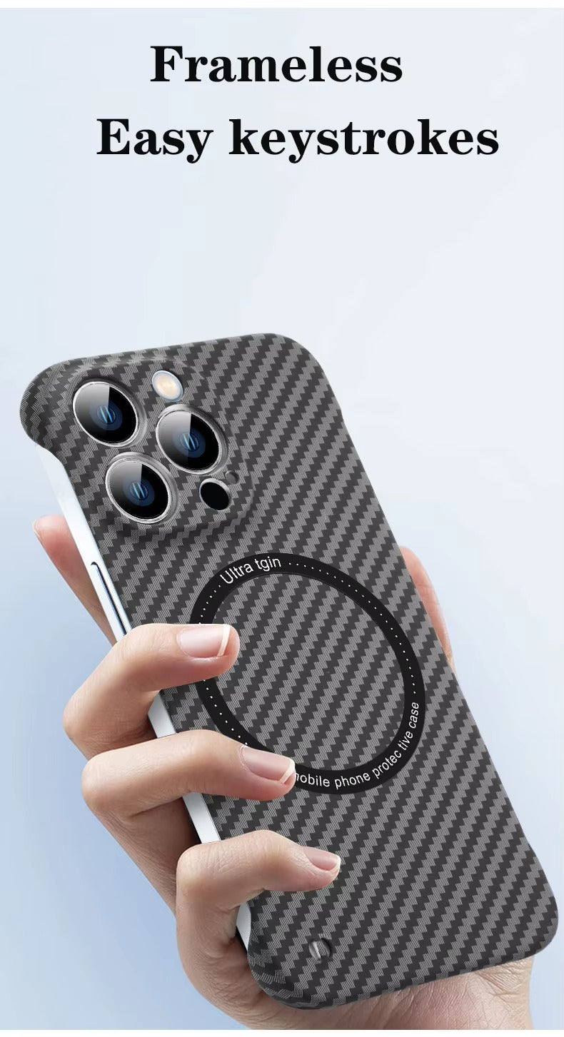 Luxury Carbon Fiber Apple iPhone Case, MagSafe Compatible Ultra Thin Magnetic Wireless Charging Support and Slim Frame Design