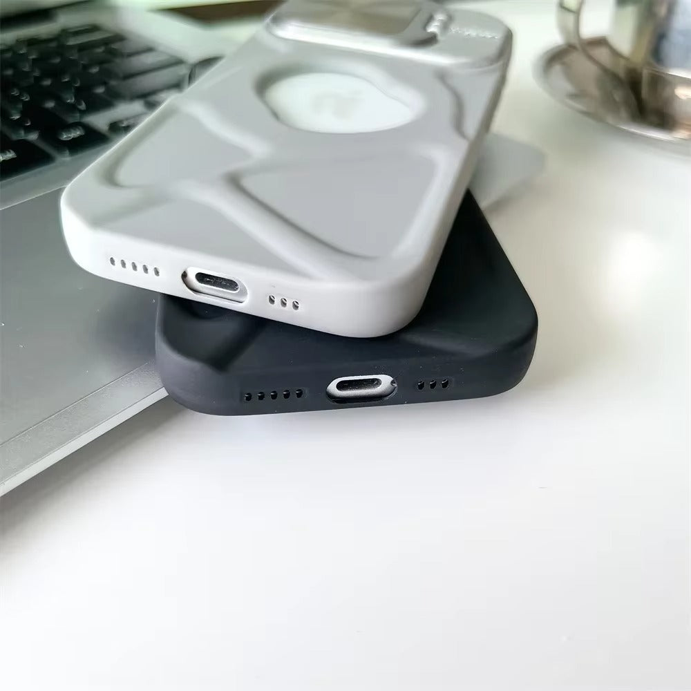 Luxury Apple iPhone Case Ultra Thin Shockproof Magnetic Full All Around Protection Cover with Matte Bracket & Logo Window