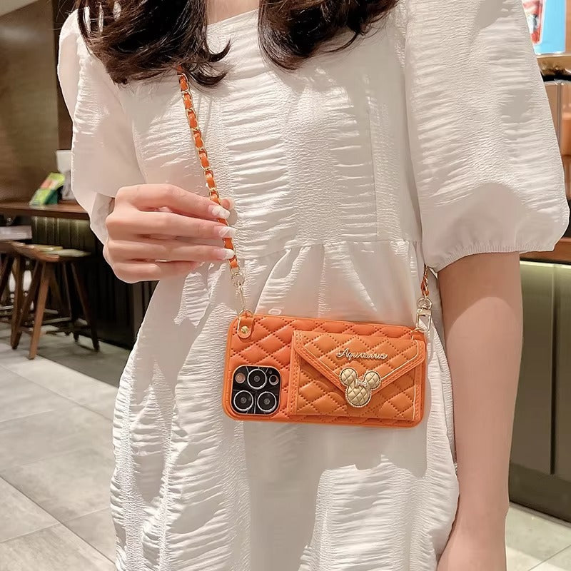 Luxury Apple iPhone Case, MagSafe Compatible, Camera Lens & Screen Protection, Ultra Thin, Shockproof, Magnetic Full All Around Cover – Rhombic Pattern PU Leather Card Holder Case with Lanyard Strap