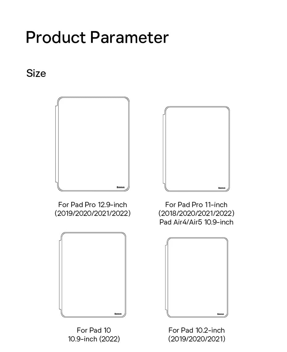 Premium Magnetic iPad Case with Pencil Holder – Slim Smart Cover with Auto SleepCompatible with 10.2", 10.9", 11", 12.9" Tablets