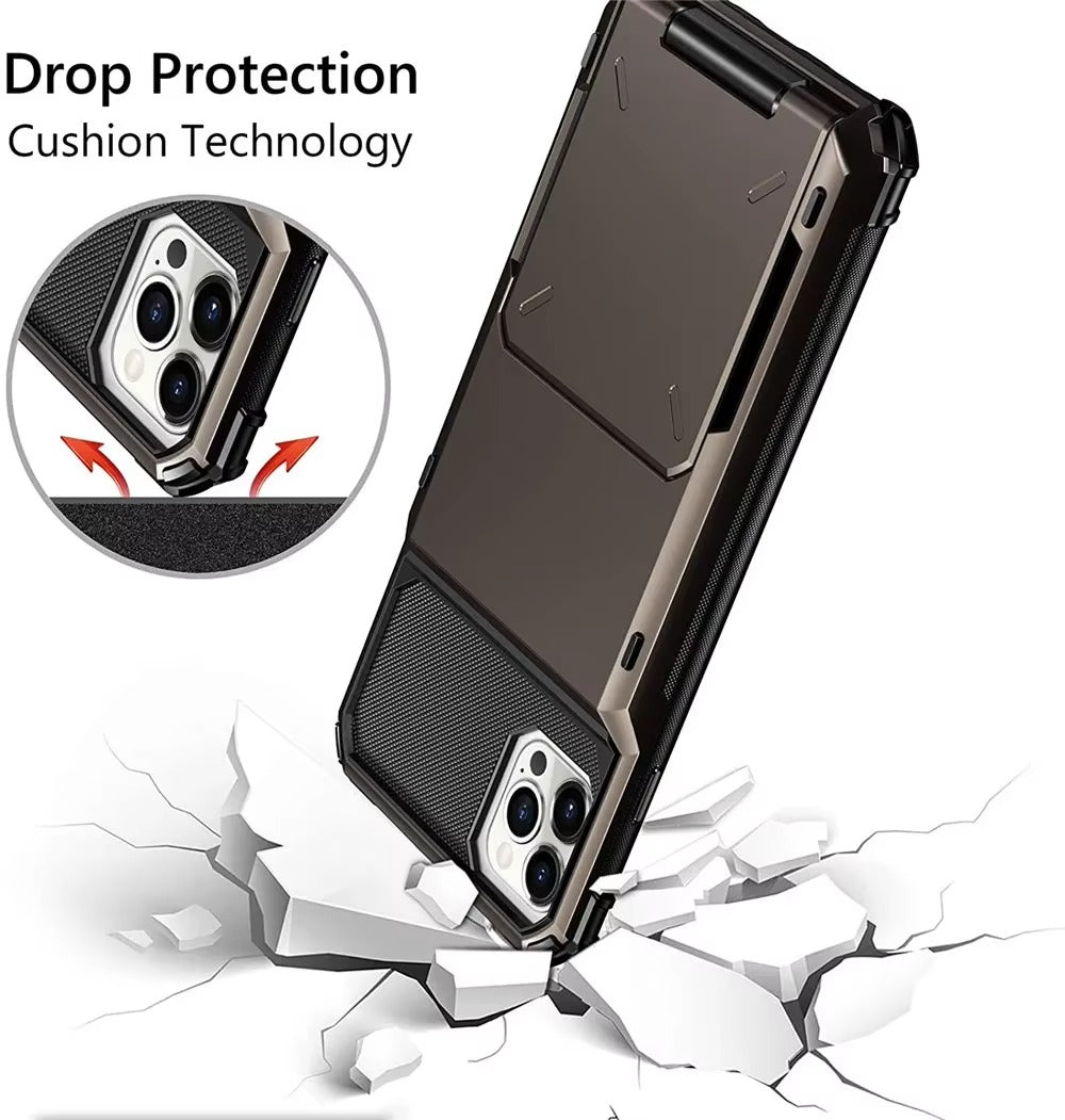 Luxury Wallet Apple iPhone Case, MagSafe Compatible Shockproof Cover with Camera Screen Protection, 4 Card Slot Holder Design