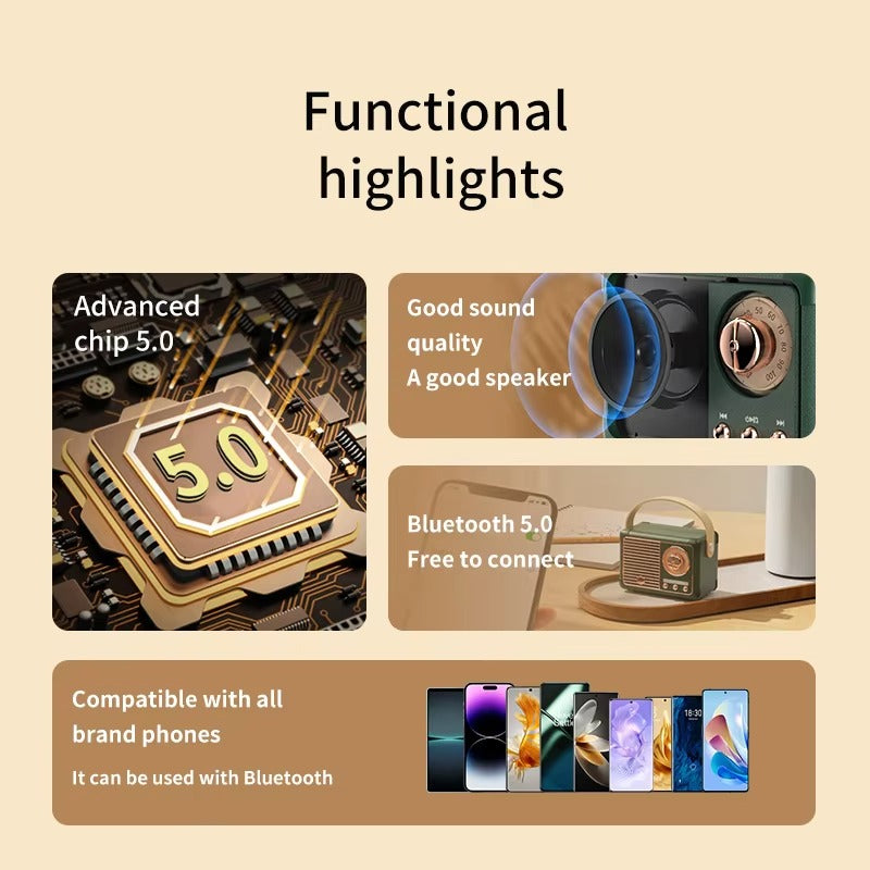 High Quality Portable Bluetooth Speaker for iPhone, Waterproof Wireless Subwoofer, Outdoor Loud Music Box with Deep Bass for Car and Home Use