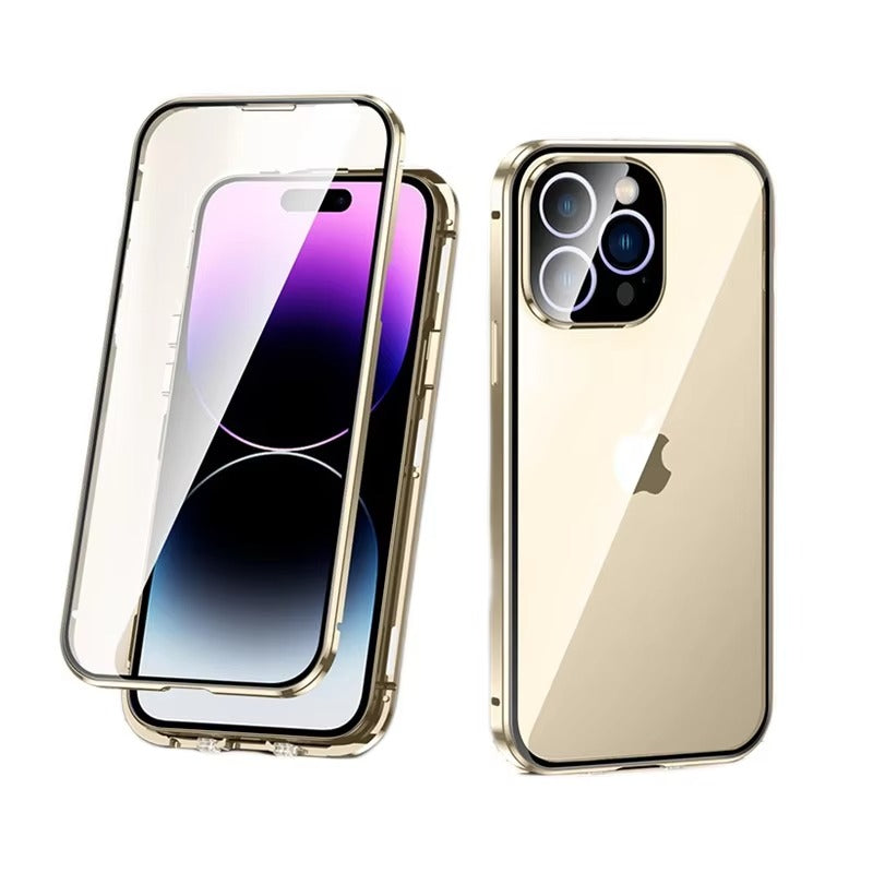 Premium Apple iPhone Case MagSafe Compatible, Camera Lens & Screen Protection, Cover with 360 Metal Glass Bumper