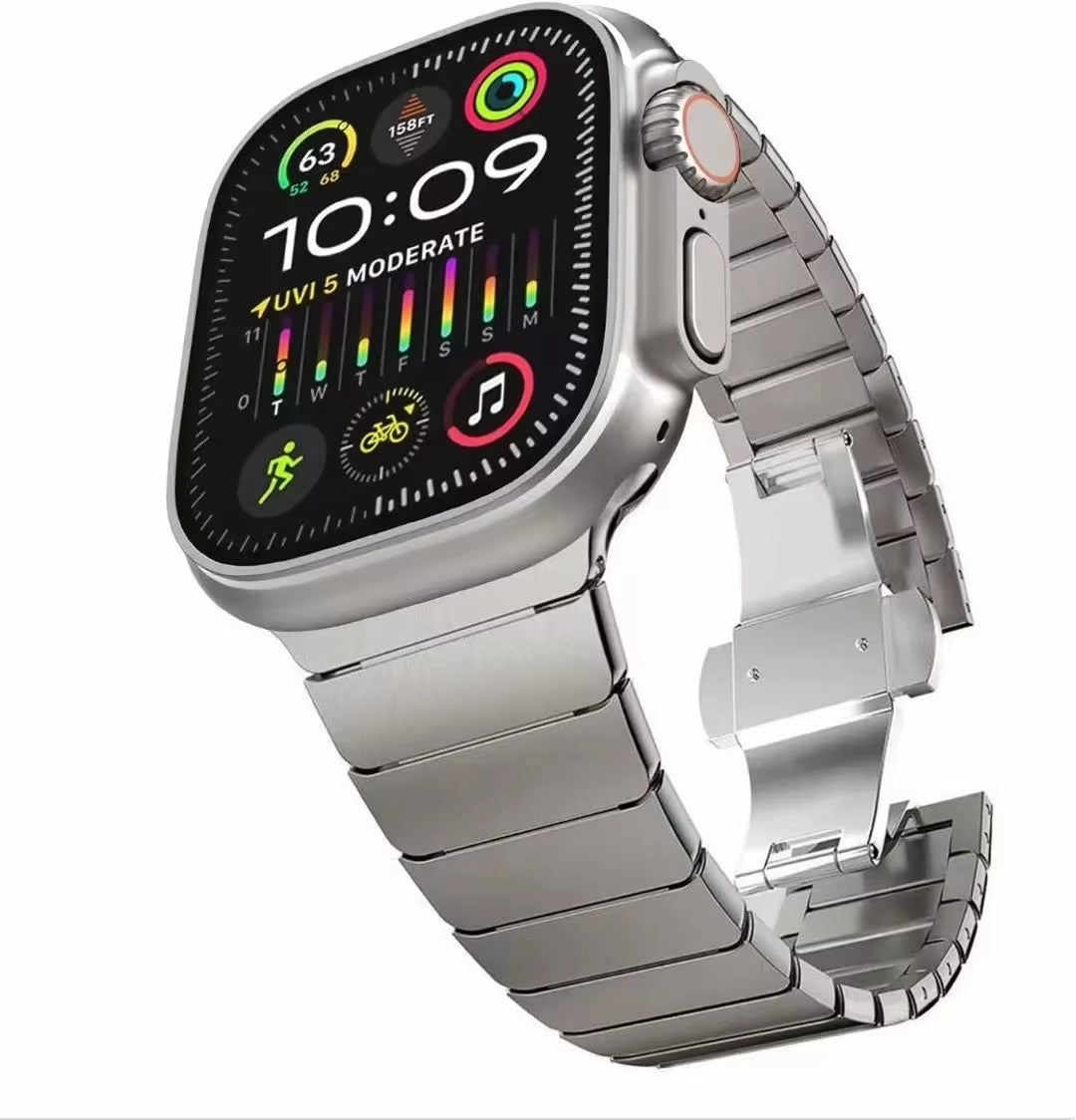 Luxury Stainless Steel Watch Band – Adjustable Metal Strap Bracelet with Secure Clasp for 40mm to 49mm Smartwatch, Durable