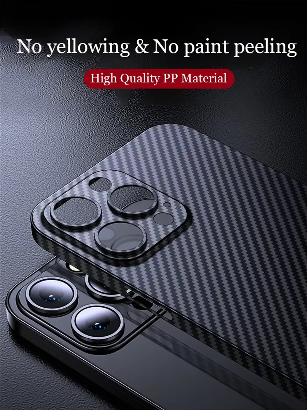 Luxury Apple iPhone Case, MagSafe Compatible, Camera Lens & Screen Protection, Ultra Thin, Shockproof, Magnetic Full All Around Cover – Ultra Thin 0.2mm Carbon Fiber Matte PP Back Cover for Lightweight Sleek Protection
