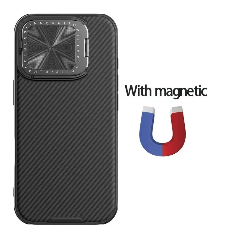 Premium Apple iPhone Case Ultra Thin Shockproof Magnetic Full All Around Protection Cover with Slide Camera Stand Bracket