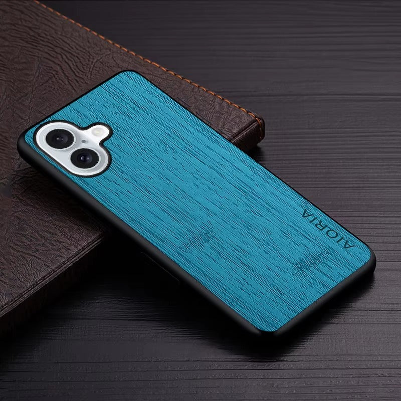 Premium Wood Grain iPhone Case MagSafe Compatible Ultra Thin Magnetic with Smooth Brown Texture and Metallic Frame Design