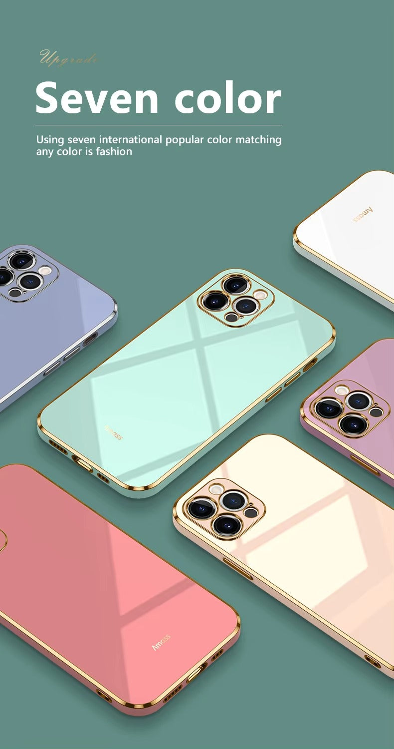 Luxury Apple iPhone Case MagSafe Compatible, Camera Lens & Screen Protection, Ultra Thin Shockproof Magnetic Full All Around Protection Cover with Solid Color Plating Silicone