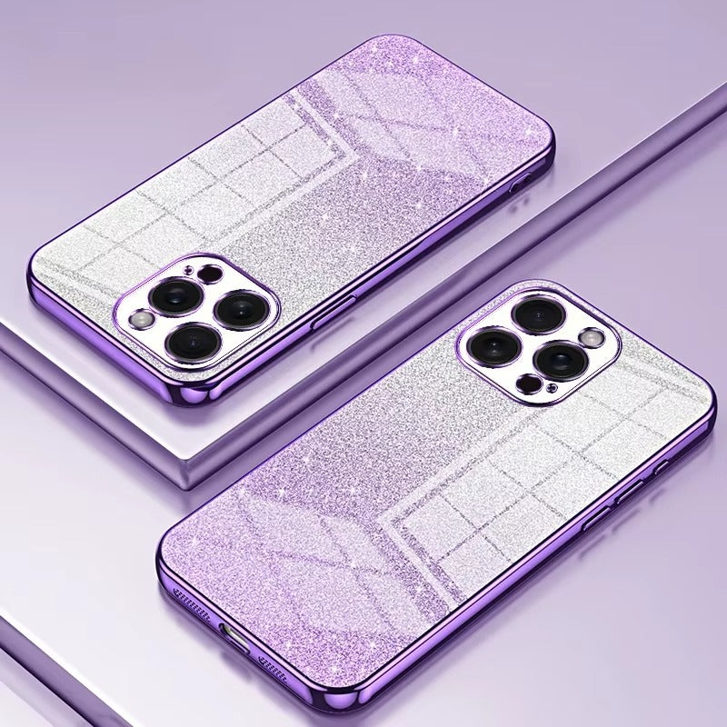 Luxury Apple iPhone Case, MagSafe Compatible, Camera Lens & Screen Protection, Ultra Thin, Shockproof, Magnetic Full All Around Cover – Electroplated Glitter Soft TPU Case with Shockproof Back Protection