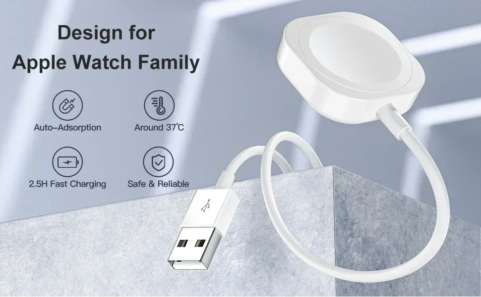 High-Quality Magnetic Wireless Charger for Apple Watch – USB-A & USB-C Cable, Fast Charging Dock with Strong Magnetic Force, Fireproof PC Material, Safe Charging