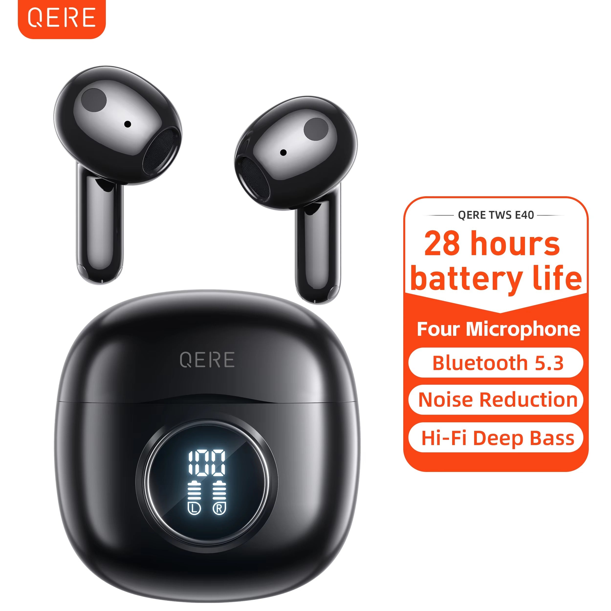 High Quality TWS Bluetooth 5.3 Earphones – 13mm Driver, 4 Mic ENC, Touch Control, LED Display, HiFi Bass, 28H Battery, Waterproof Wireless Headphones
