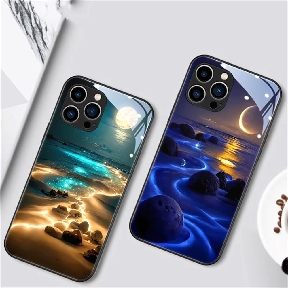 Premium Apple iPhone Case, MagSafe Compatible, Camera Lens and Screen Protection, Ultra Thin, Shockproof, Magnetic, Full All Around Protection, Galaxy LED Glass Cover