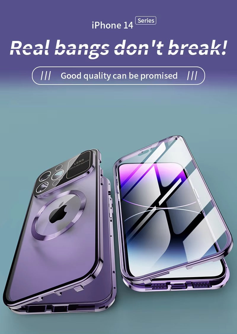 Premium Double Glass Apple iPhone Case, MagSafe Compatible, Ultra Thin Magnetic Shockproof Full Protection