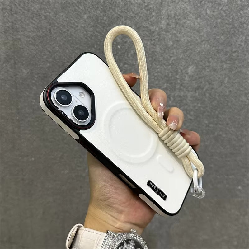 Luxury Apple iPhone Case, MagSafe Compatible, Camera Lens & Screen Protection, Ultra Thin, Shockproof, Magnetic Full All Around Cover – Wireless Charging Lanyard Bumper Case