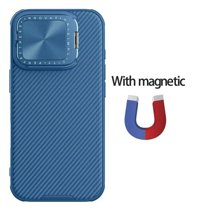 Premium Apple iPhone Case Ultra Thin Shockproof Magnetic Full All Around Protection Cover with Slide Camera Stand Bracket