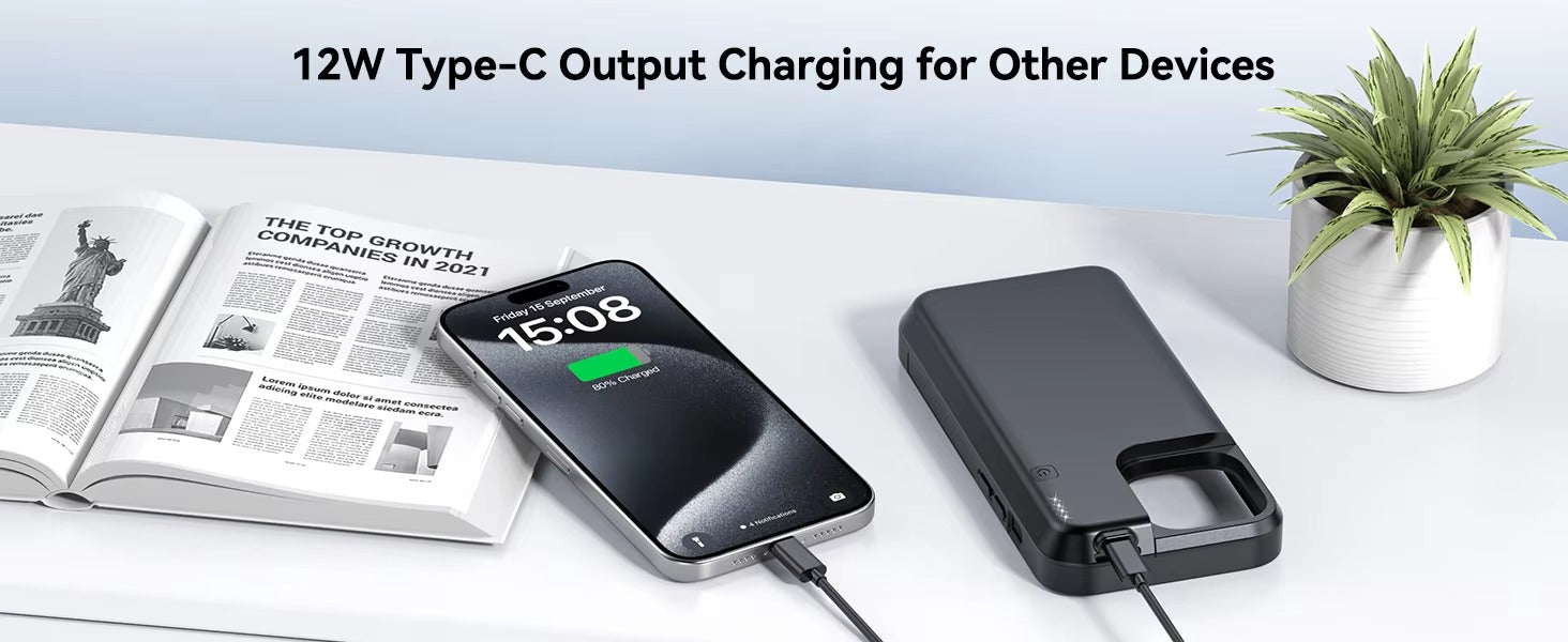 High Quality Apple iPhone Case MagSafe Compatible, Camera Lens & Screen Protection, Ultra Thin Shockproof Magnetic Full All Around Protection Cover with 8000mAh Battery Pack