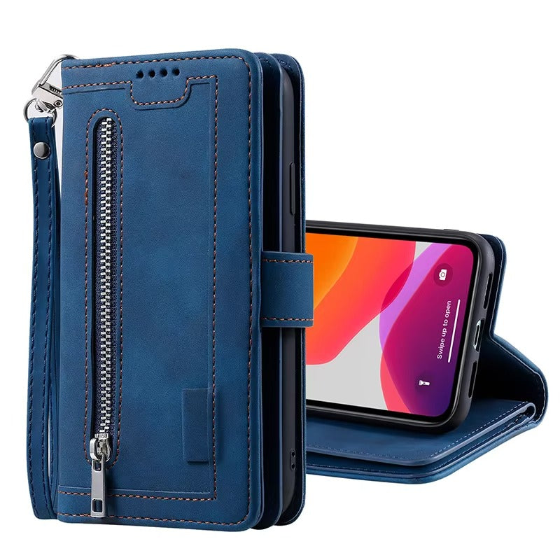 Luxury Leather Apple iPhone Case,Ultra Thin Magnetic Shockproof Full Protection Cover with Flip Wallet Design