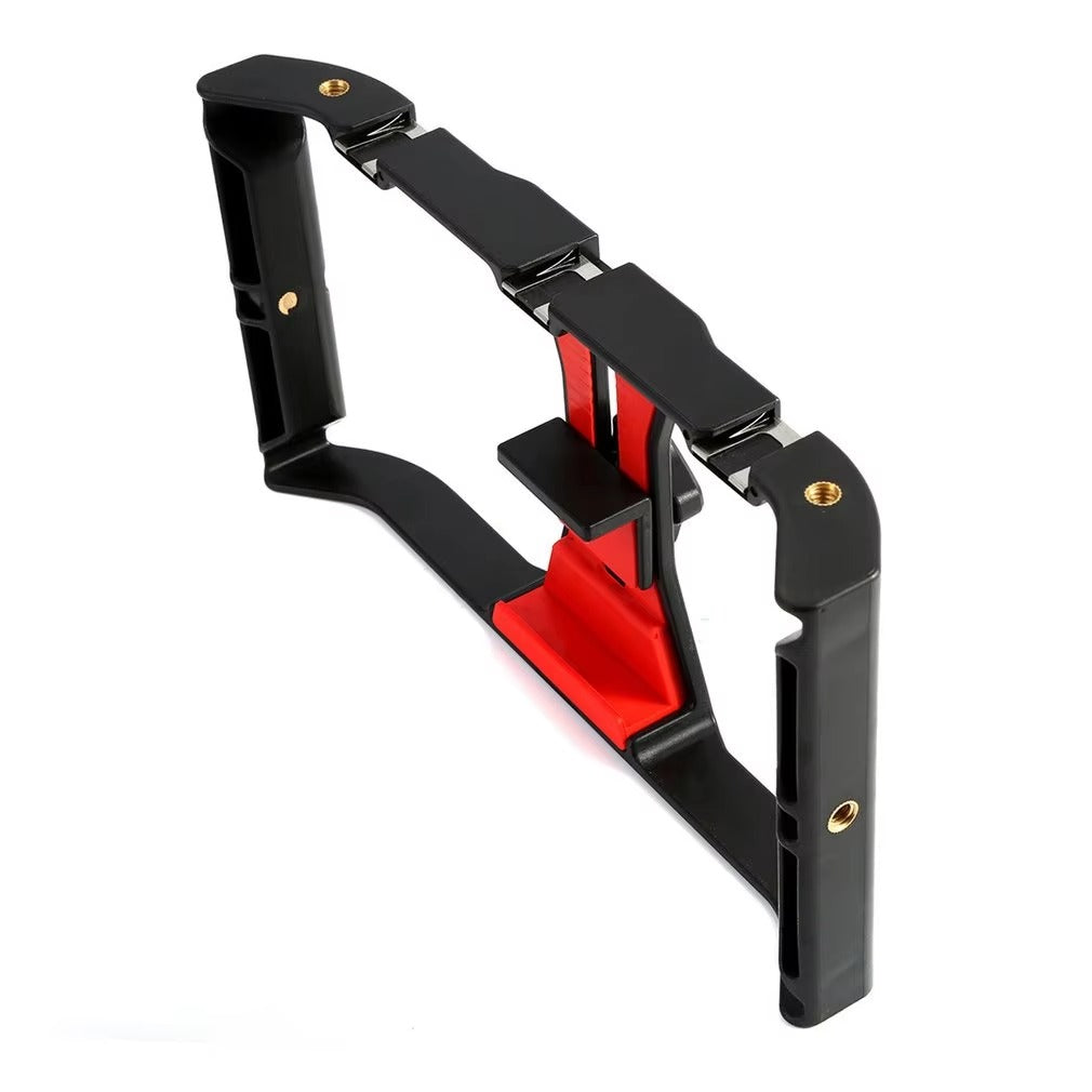Robust Smartphone Video Rig Stabilizer with Dual Handgrips – Universal Handheld Phone Cage for YouTube, Live Streaming, Vlogging, LED & Mic Mount