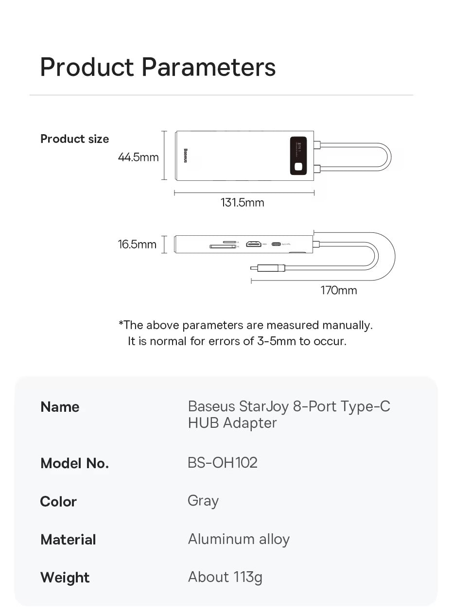 High Quality USB-C Hub Adapter – Type-C to HDMI, USB 3.1, 10Gbps, RJ45 Ethernet, Laptop, Tablet, USB-C Devices