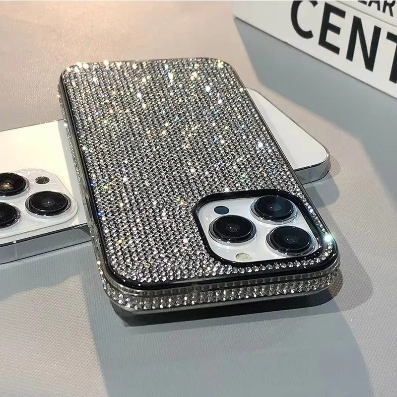 Luxury Apple iPhone Case, MagSafe Compatible, Camera Lens & Screen Protection, Ultra Thin, Shockproof, Magnetic Full All Around Cover – Full Shiny Diamond Bumper Frame Case with Sparkling Edge Design for Elegant Protection