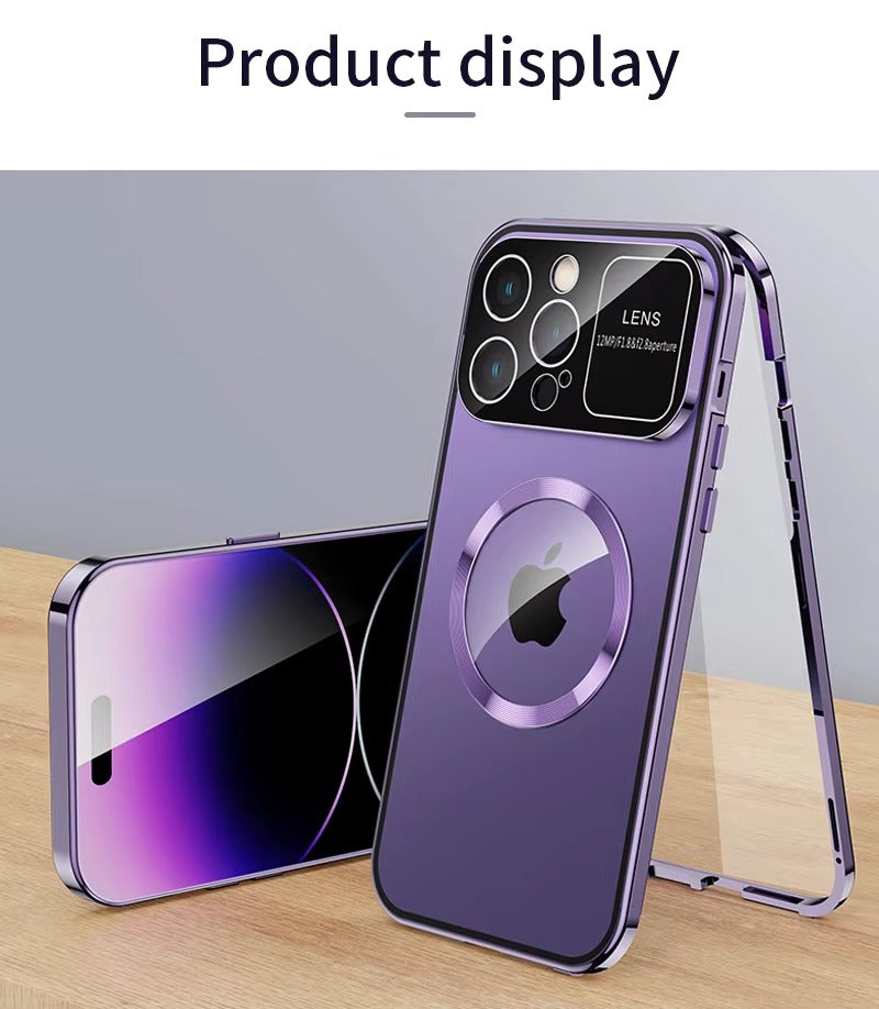 Premium Double Glass Apple iPhone Case, MagSafe Compatible, Ultra Thin Magnetic Shockproof Full Protection